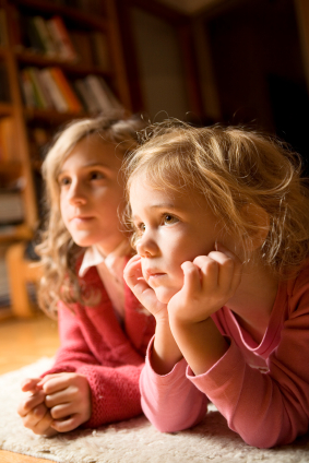 Girls watching television